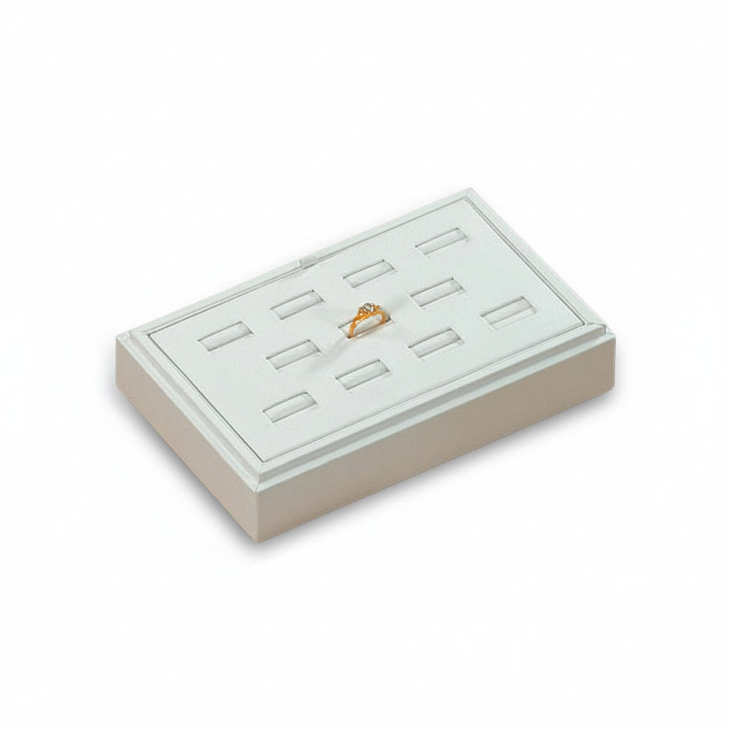 White Leatherette 11 Ring Display Stand – Novel Box