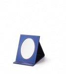 Navy Leatherette Small Oval Foldable Mirror