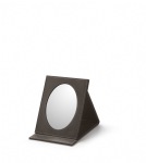 Chocolate Leatherette Small Oval Foldable Mirror