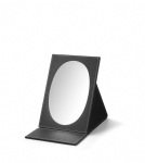 Black Leatherette Large Oval Foldable Mirror