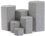 Novel Box Leatherette 6 Pc Hexagonal Risers In Gray Linen