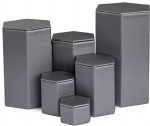 Novel Box Leatherette 6 Pc Hexagonal Risers In Brushed Steel Gray