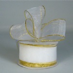 White Sheer Ribbon with Gold Edge
