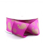 Pink Ribbon with Lime Paisley Print