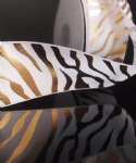 Gold on White Metallic Satin Zebra Print Ribbon