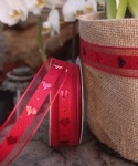 Red with Red Heart & Wire Edge Ribbon