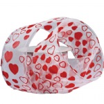 White with Red Heart Print & Wire Edge Ribbon