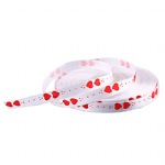 White Satin with Red Heart Ribbon