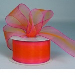 Orange and Hot Pink Two-Toned Sheer Ribbon