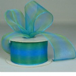 Turquoise and Green Two-Toned Sheer Ribbon