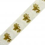 White with Gold Wedding Bell Print Ribbon