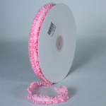 Light Pink Gingham Ruffled Ribbon Stetch Trim Ribbon