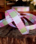 Pink & Mint Color Blocked Woven Ribbon