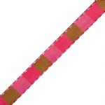 Hot Pink & Brown Color Blocked Woven Ribbon