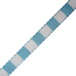 White & Turquoise Color Blocked Woven Ribbon