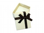 Chocolate Beige Cardboard Stud Earring Box with a Bow