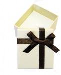 Chocolate Beige Cardboard Earring Box with a Bow