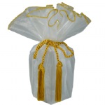White Sheer Wrapper with Gold Edge w/ Tassel