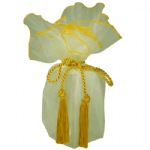 Ivory  Sheer Wrapper with Gold Edge w/ Tassel
