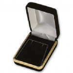 Velour Metal Large Earring Flap Box with Gold Rim