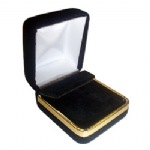 Velveteen Drop Earring Box with Gold Rim 