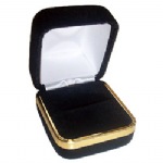 Velveteen Ring Box with Gold Rim  
