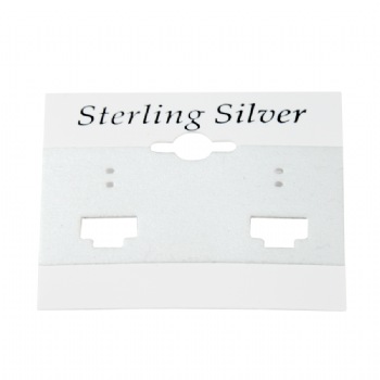 White "Sterling Silver" Black Imprinted  French Clip Hanging Earring Card (x100)