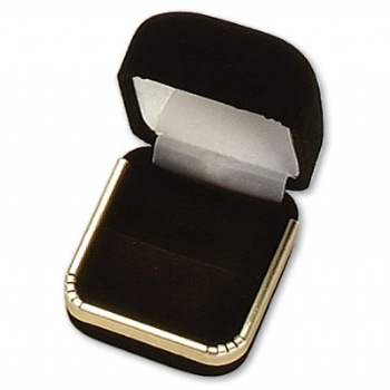 Velour Metal Ring Box with Gold Rim