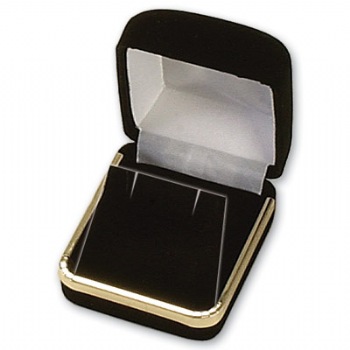 Velour Metal Earring Flap Box with Gold Rim