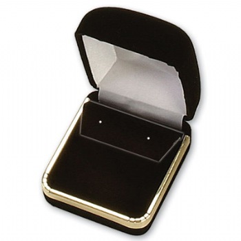 Velour Metal Drop Earring Box with Gold Rim
