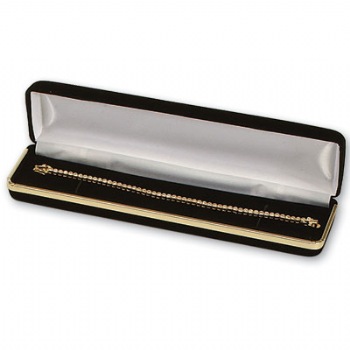 Velour Metal Bracelet Box with Gold Rim