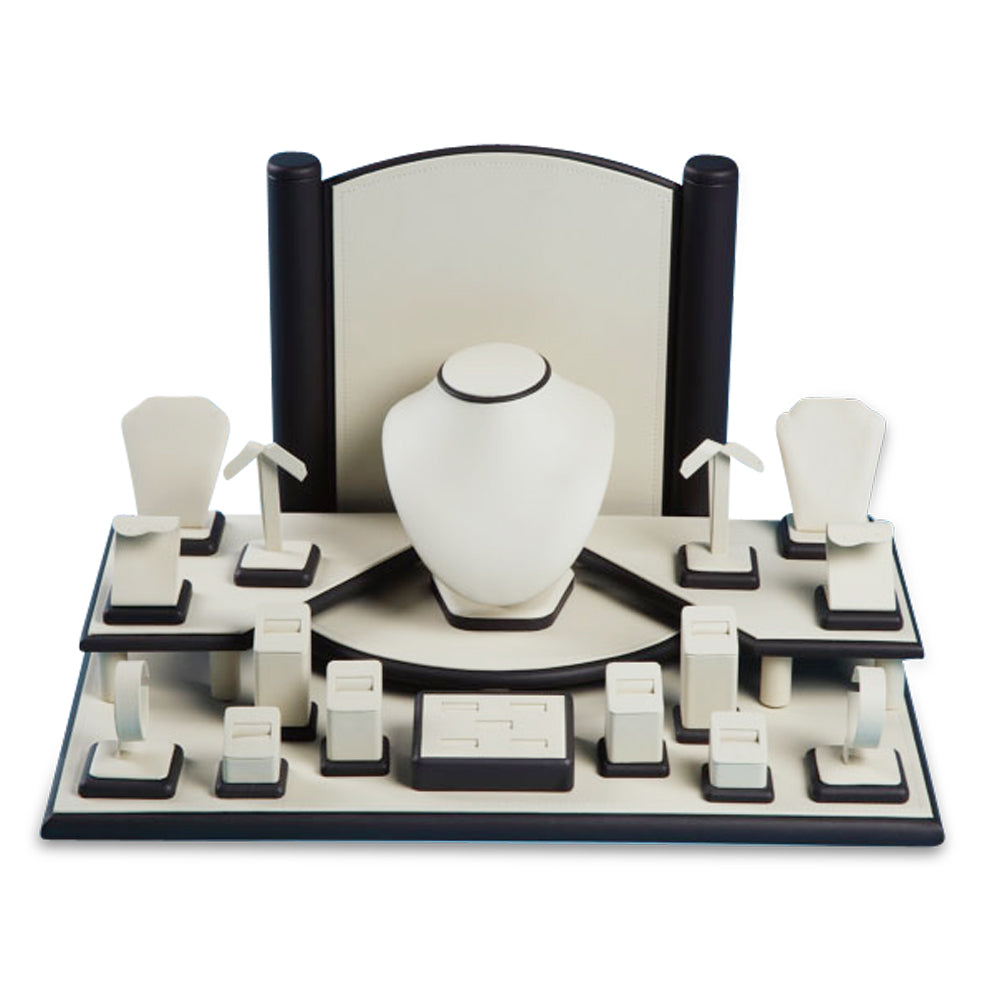Chocolate/Beige Leatherette Showcase Displays
