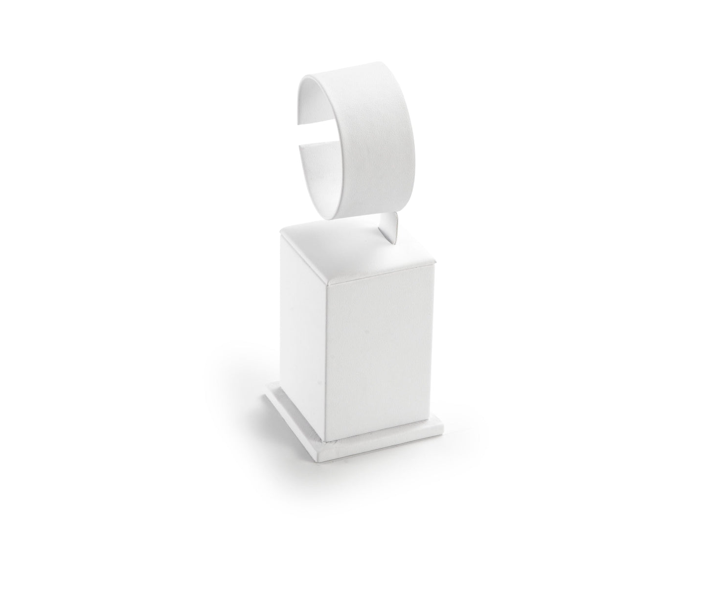 White Leatherette Tall Watch Stand