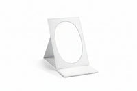 White Leatherette Large Oval Foldable Mirror