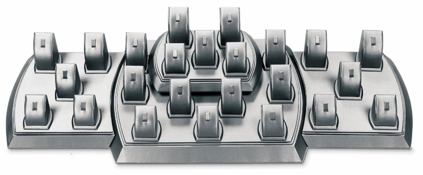 Silver Gray Leatherette Showcase Display Set