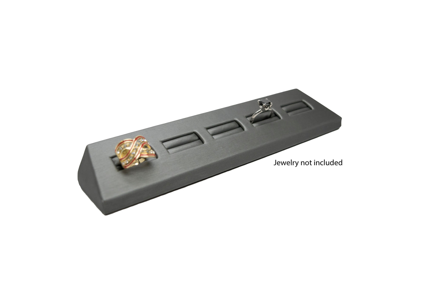 5 Slot Steel Gray Leatherette Jewelry Tray Display