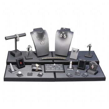 Steel Grey with Black Faux Leather Trim