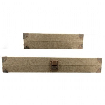 Glass Top Burlap Wood Box, Hinged with Latch