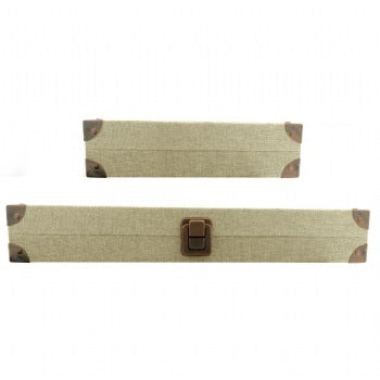 Glass Top Linen Wood Box, Hinged with Latch