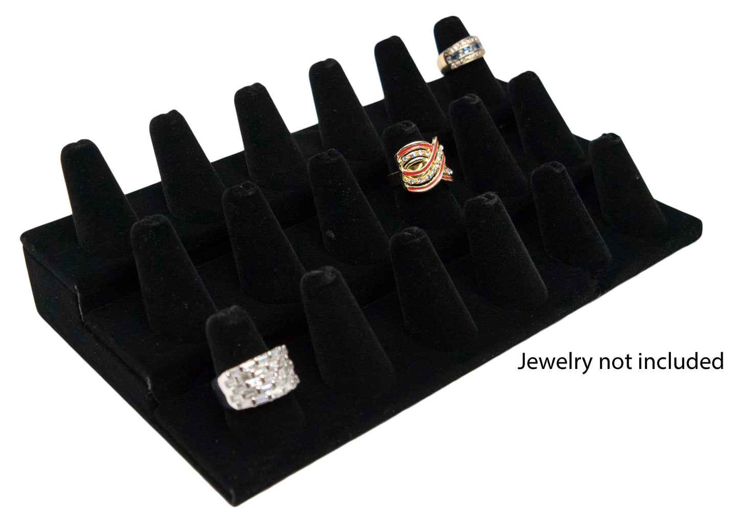 18 Finger Black Velvet Ring Stand Holder Jewelry Display