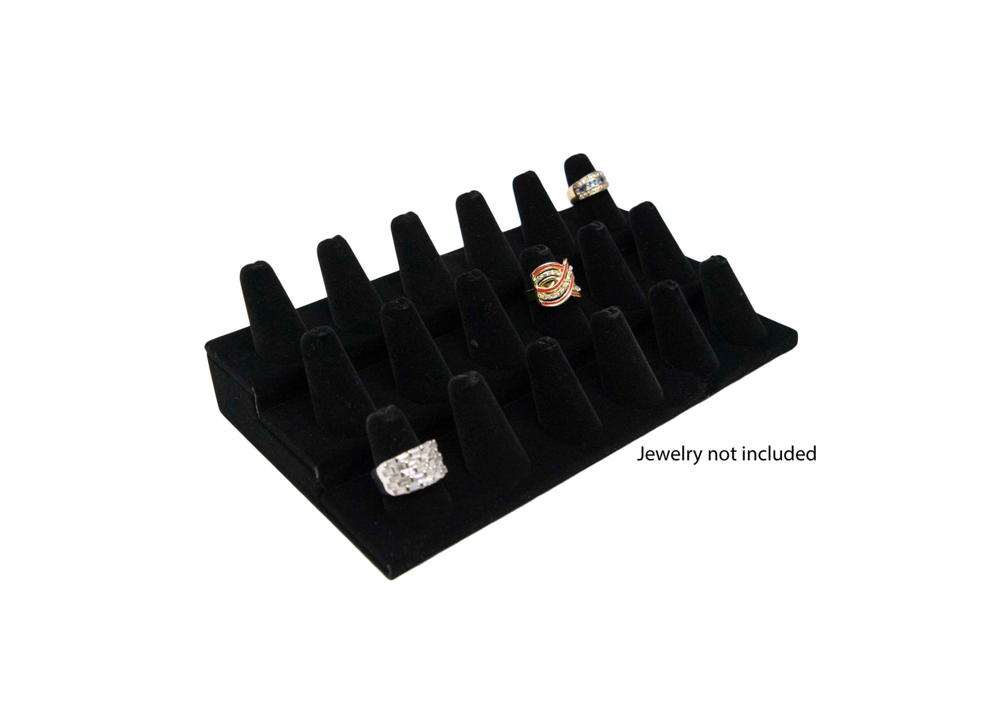 18 Finger Black Velvet Ring Stand Holder Jewelry Display