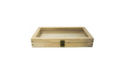 Glass Top Natural Wood Box, Hinged with Latch