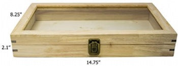 Glass Top Natural Wood Box, Hinged with Latch