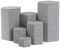 Novel Box Leatherette 6 Pc Hexagonal Risers In Gray Linen