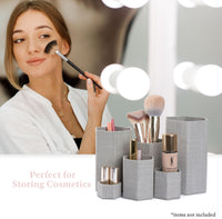 Novel Box Leatherette 6 Pc Hexagonal Risers In Gray Linen