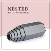 Novel Box Leatherette 6 Pc Hexagonal Risers In Brushed Steel Gray