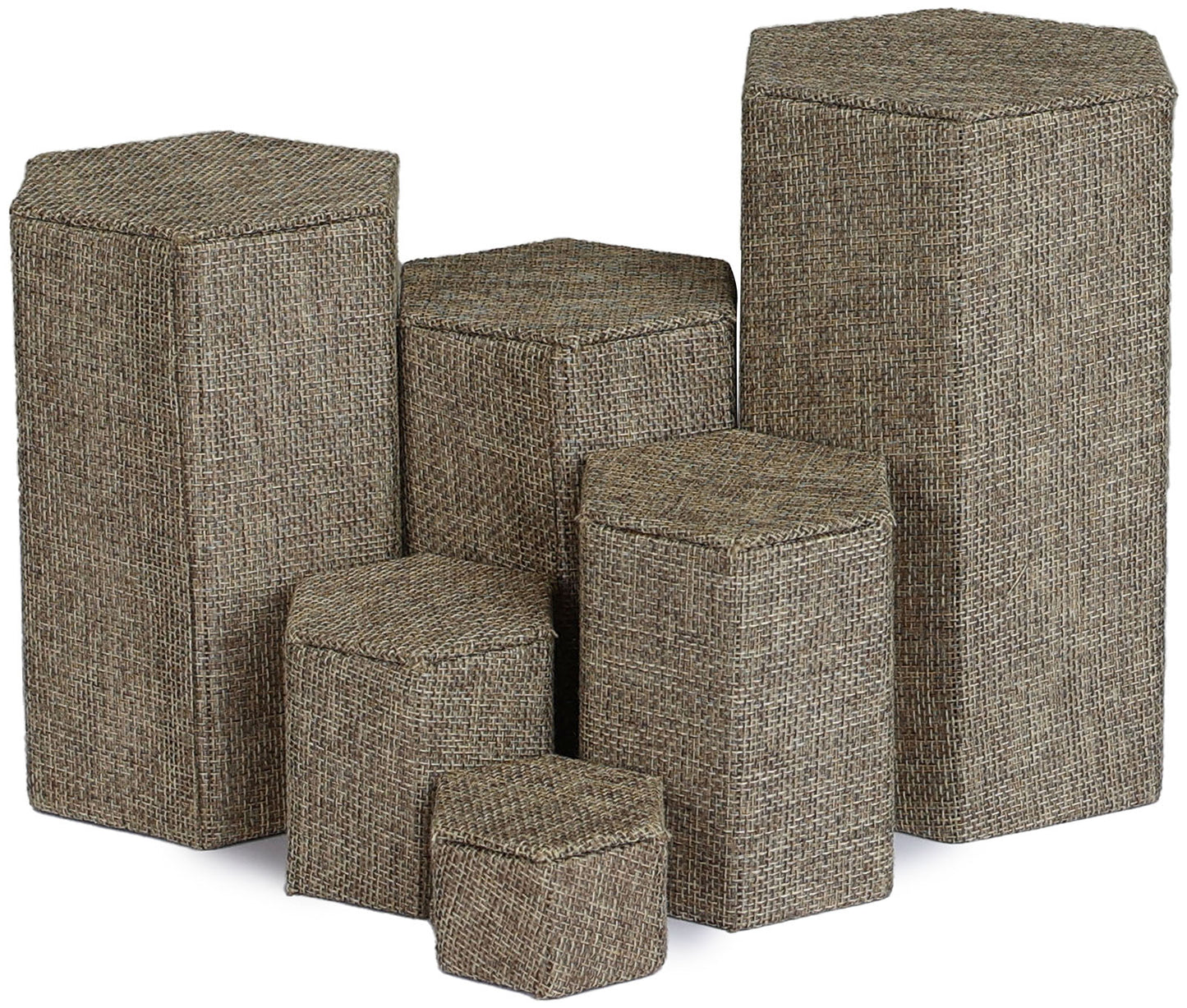 Novel Box Leatherette 6 Pc Hexagonal Risers In Burlap