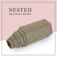 Novel Box Leatherette 6 Pc Hexagonal Risers In Burlap