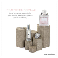 Novel Box Leatherette 6 Pc Hexagonal Risers In Burlap