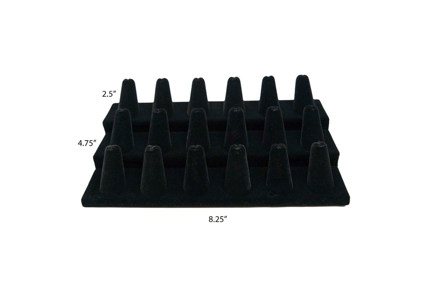 Novel Box™ 18 Finger Ring Stand Holder Jewelry Display 8.25X4.75X2.5" In Black Velvet